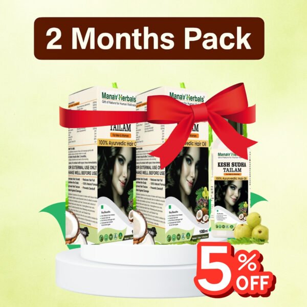 Two Months Pack Kesh Sudha Tailam Kit, incuding 100ml Pure Ayrvedic Hair Oil With 30 Ayurvedic Capsules For Strong & Healthy Hair For Men & Women